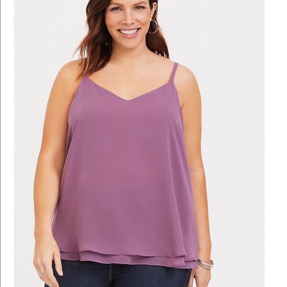 torrid Tops - NWT Torrid Purple Chiffon V-neck Tank Top